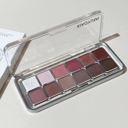 Sexy Rose Wine Red Brown Glitter Eyeshadow Saturation Soft Matte Grey Pink 12 Color Eye Shadow Makeup Palette Eye Contour Makeup