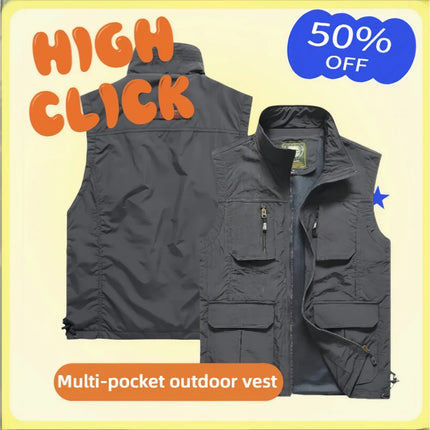 2026 New Quick Dry Thin Outdoor Casual Vest Men's Fishing Photography Multi-Pocket Lightweight Breathable Comfortable Vest Top