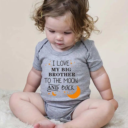 "I LOVE MY BIG BROTHER TO THE MOON AND BACK" Letter Printed Baby Rompers Newborn Bodysuit Clothes