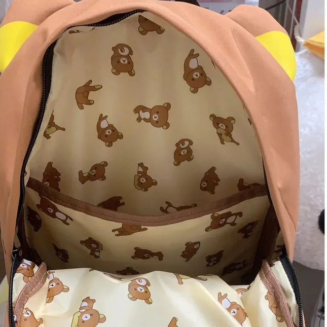 Kawaii Rilakkumas Large Capacity Backpack Japanese Cartoon Anime Student Leisure School Bag Travel Bag Waterproof Nylon Backbag