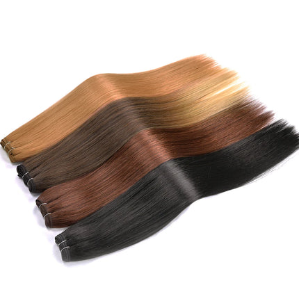 Synthetic Long Straight Hair Bundles Extensions Smooth Ombre Brown Hair Weaving Synthetic Straight Hair Bundles Full to End