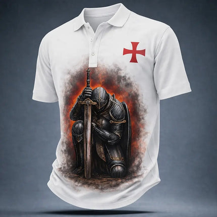 New Summer Polyester Printed Polo Shirt Men Fashion Lapel Short Sleeve Lightweight Breathable Casual Shirt