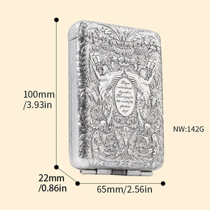 Retro Carved Cigarette Case Metal Luxurious Holder Pocket Tobacco Storage Box for 14 Cigarettes Smoking Accessories