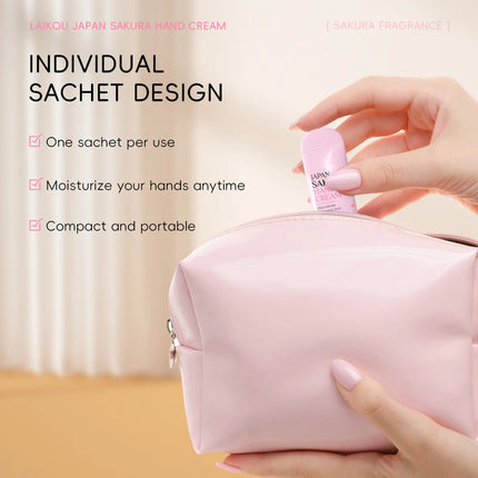 LAIKOU Sakura Hand Cream 3g Sachet Niacinamide Hyaluronic Acid Moisturizing Nourishing Mini Travel Hand Lotion for Dry Skin