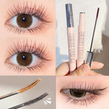 Ultra-Fine Small Brush Mascara Lengthen Eyelashes Curling Thick Waterproof Natural Black Brown Lashes Extension Korean Cosmetics