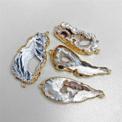 1pc Irregular Natural Stone Agate Druzy Connector Pendant Charms for Jewelry Making DIY Earring Necklace Accessory Jewellery