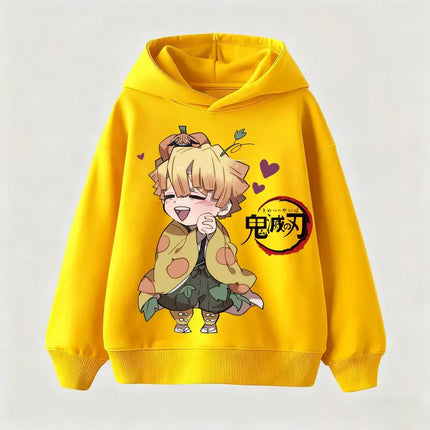 Autumn Fashion Casual Demon Slayer Warm Hoodie Anime Print Sportswear For Kids Boys Clothes Girls