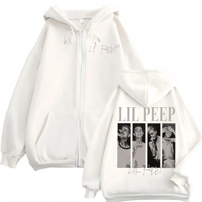 Rapper Lil Peep Merch Zipper Hoodies Hip Hop Vintage Zip Up Hooded Sweatshirts Men Women Clothing High Quality Fashion Pullovers