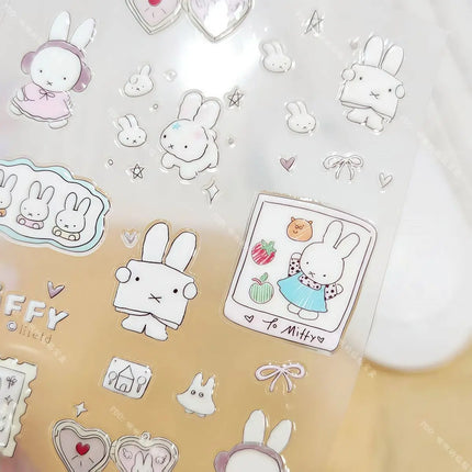 Cute Miffy 3D Nail Stickers Kawaii Glass Camera Nail Stickers Decoration Anime Printing Stickers Holiday Surprise Gifts