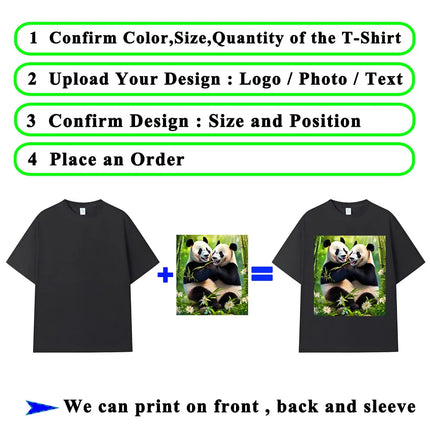 Custom T-Shirt Personalized Logo Photo Text Image Brand Print 100% Cotton Solid 5XL Team Workwear Men Women DIY Your Design Tees