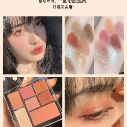 New 7 Color Eyeshadow Palette Pearly Matte Glitter Eyeshadow Makeuo Palette Shiny Eye Shadow Eye Pigments Purple Brown Cosmetics