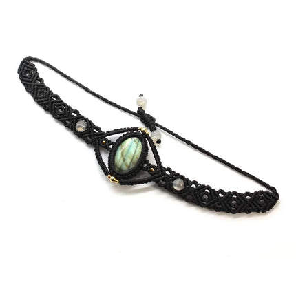 Handmade Braided Macrame Labradorite Crystal Stone Bracelets For Women Girl Natural Spectrolie Weave Adjustable Bracelet Jewelry