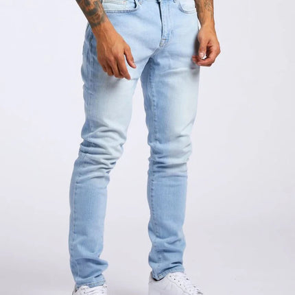 Mens Jeans Elastic Skinny Solid Color Stretch Pencil Pants Slim Fit Denim Jeans Jogging Streetwear Cowboy Casual Trousers Blck