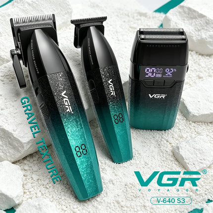 VGR Hair Trimmers Professional Hair Cut Machine Adjustable 9000 RPM LED Electric Clippers Metal Hair Trimmer for Men V-640 s3