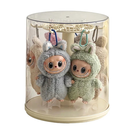 In Stock For Labubu Pendant Display Box Rotating Transparent Handmade Storage Display Stand For Labubu Doll Decorat Ornaments