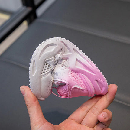 Girls Sports Shoes Pink Mesh Breathable Lightweight Running Shoes Summer New Soft Sole Rebound Wear-resistant Casual Sneakers