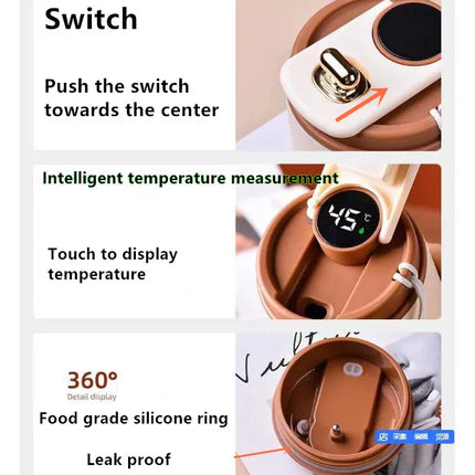 THERMOS Smart Vacuum Cup Bottle Water Digital LED Temperature Coffee Cup 316 Stainless Steel Office Cup Business Portable Mug