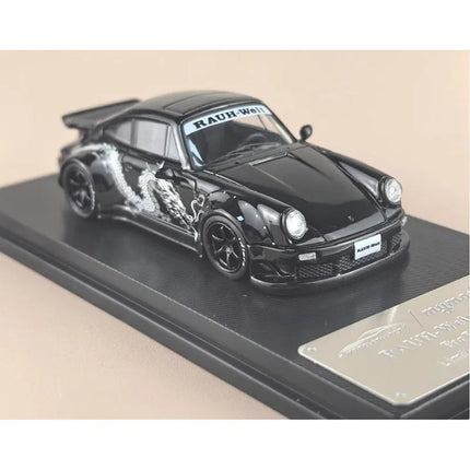 MC 1:64 RWB 930 Ducktail White Dragon Coating Wide Body Alloy Car Model Adult Souvenir Gift Static Display Hobby Collection
