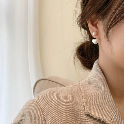 Heart Pearl Drop Earrings / Boucles Oreilles Pendantes Cœur Perle