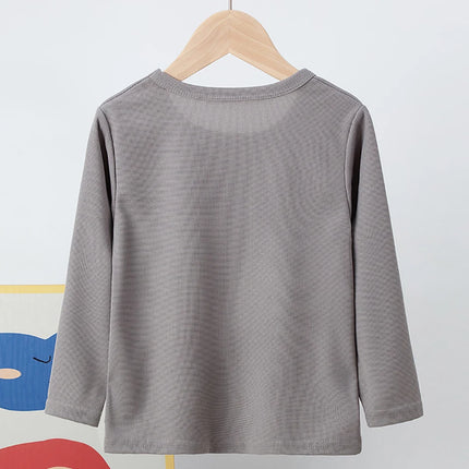 Children's Autumn Solid Color Simple Versatile Long-Sleeve T-shirt Boys' Casual Sports Shirt Girls' Fashion Round-Neck Sweatshirt