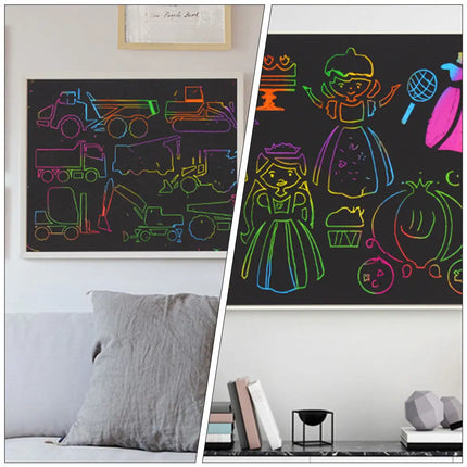 55Pcs Kids Scratch Cards Set Fun Interactive Drawing Board Sheets Creative DIY Art Activity Premium Materials for Kindergarten