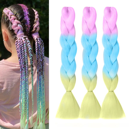 Jumbo Braiding Hair Ombre Colors Mix Braiding Hair Kanekalon Synthetic Hair 3pcs Rainbow Colors Extensions Music Festival
