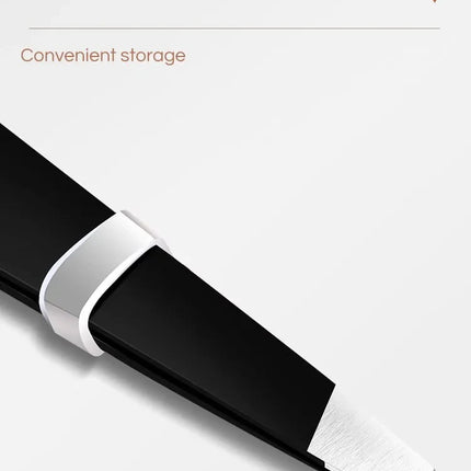 GECOMO Stainless Steel Black Eyebrow Tweezer with Slant and Flat Point Beauty Tools for Eyebrows & Ingrown Hair Removal