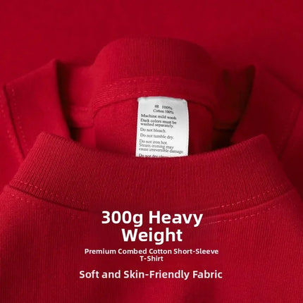 xinjiang cotton500G Heavy PureCotton Thick Drop Shoulder Short sleeve T-shirt Solid Loose Casual Men's and Women's Basic Half