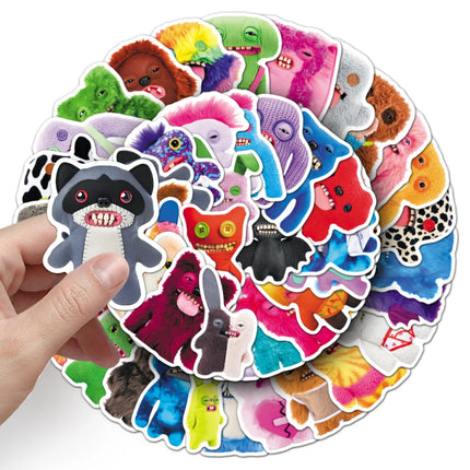 50 Cute and Fun Fugglers Monster Stickers, Suitable for Water Bottles, Phones, Computers, Notebooks, Stationery, Luggage, DIY Decoration Stickers, Creative Gifts, Birthday Gifts, Tooth Monster Waterproof Decorative Stickers f