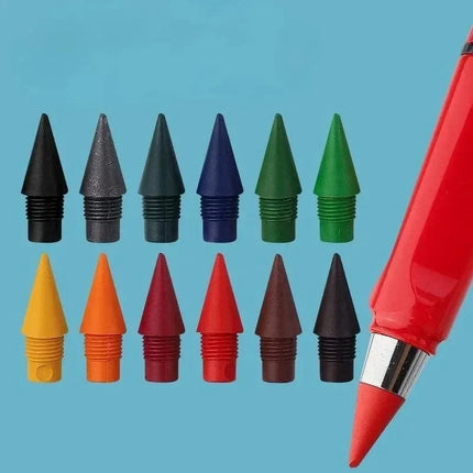 1/2set Kawaii 12 Colors Eternal Pencil No Ink Unlimited Pencils School Kids Art Painting Color Sketch Writing Stationery