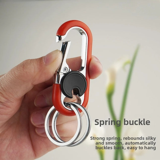 1/4Pcs Rotatable Lock Carabiner Keychain Metal Double Ring Anti-Lost Key Holder Quick Release Key Ring Pendant for Men