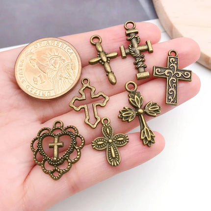 20/100 Styles Antique Silver Crosses - Perfect for Handmade Jewelry like Necklaces, Bracelets & Earrings"