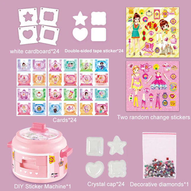 24Pcs 3D Magic DIY Sticker Machine Rice cooker Creative Children's Handmade Gift Box Set Hand-Made Toys for Girls Kids Craft kit