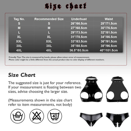 Womens Lingerie Temptation Set Hollow Chest Crop Top with Crotchless Open Butt Briefs Patent Leather Bra with Underwear Sets