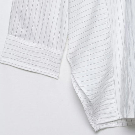 CH Woman's clothing - White vertical striped long-sleeved shirt - Buttoned neckline - With golden logo details
