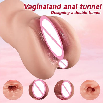 2in1 Realistic Textured 3D Tight Sleeve Pussy Pocket Silicone Sex Doll Sex Toys for Men Artificial Vagina Pussy Male Masturbator