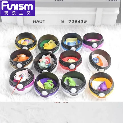 Pokemon Figure 12pcs/Set Pikachu Pokeball Action Figure Cartoon Anime Kawaii Doll Poke Ball Collection Kids Birthday Gifts