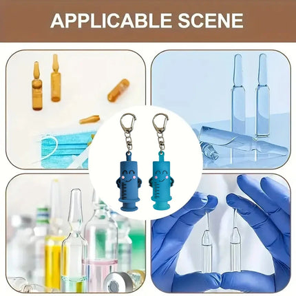 1PC Syringe-Shaped Ampoule Bottle Opener Keychain Rubber Cutter Aid Medication Vial Breaker Tool For Home Nurses And Doctors
