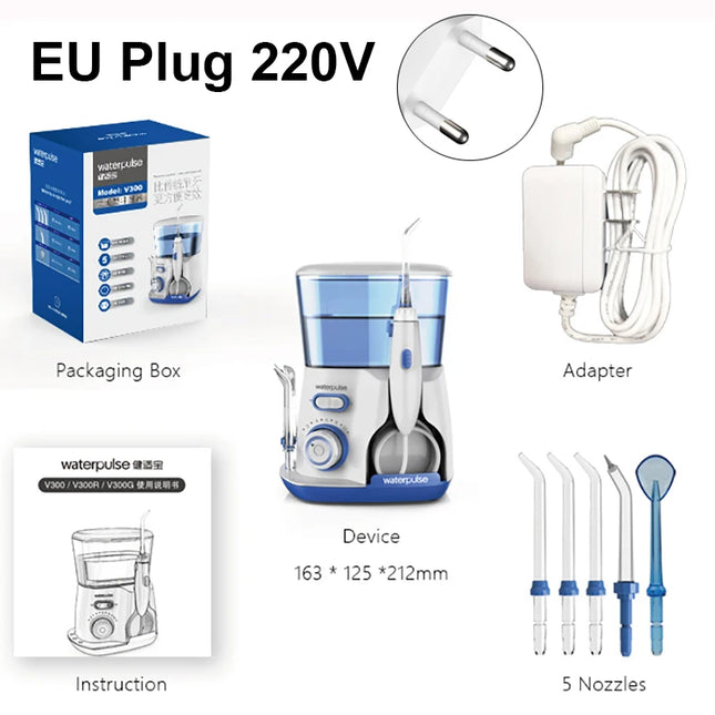 Water Flosser Dental Oral Irrigator Teeth Cleaning High Pressure Water Flosser for Teeth 800ML Mouth Washing Machine with 5 Tips
