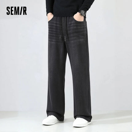 Semir Men Pants Denim American Vintage Loose Straight Leg Trendy Fashion Comfort Commute 2026 Summer Casual Style Top