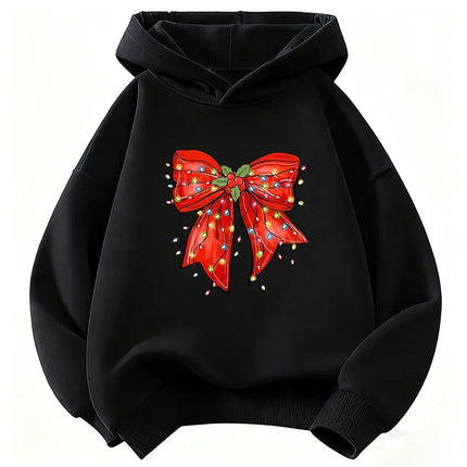 Fashion Red Color Bow Lovely Heart Children's Hoodie Sweatshirt Cute 90s Hoody for Boys Girls Autumn Spring Casual Hoodies