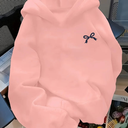 Bow Print Hooded Sweatshirt Women's Comfortable Loose Fit Sweatshirt Fashion Casual HipHop Sweatshirt Harajuku Unisex ﻿