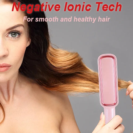 Hot Sale Negative Ion Hair Straightener Brush Home Use Electric Hair Flat Iron Heating Comb