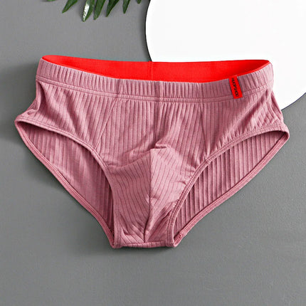 1/3PCS Men Briefs Mid Waist Elastic Soft Breathable Anti-septic U Convex Striped Solid Color Casual Men Underpants underwear men