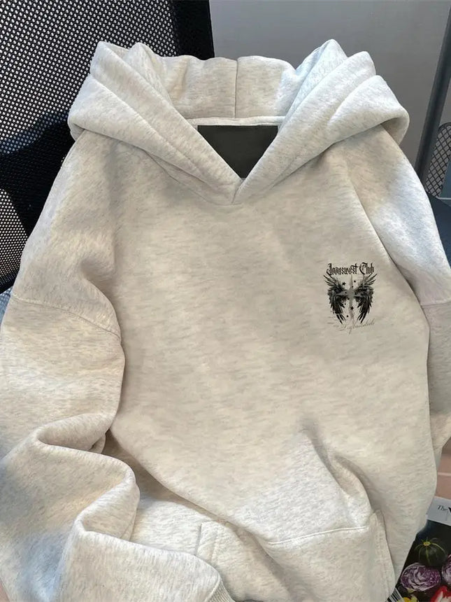 2025 New American High Street Hiphop Adult Men's Autumn Winter Fleece Warm Outdoor Loose Soft Comfortable Hooded Sweatshirt
