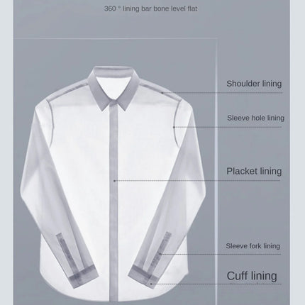 Long sleeved shirt for men's business casual orange non ironing wrinkle resistant elastic solid color men's shirt new style