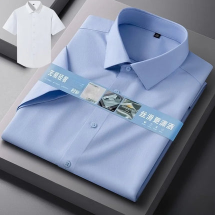 Non-Iron 8XL 7XL High-end Anti-wrinkle Modal Men's Shirt Casual Long Sleeve Slim Fit Office Blue White Shirts Men Long Sleeve