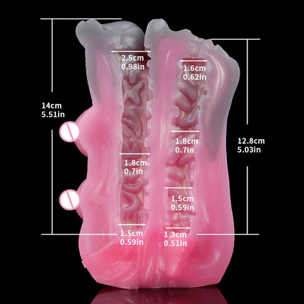 GEEBA Animal She-wolf Fantasy Two channel Penis Stroker Silicone Male Masturbator Realistic Vagina Textured Pocket Pussy Sex Toy