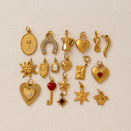 Fashionable and trendy new heart-shaped pentagram full diamond horseshoe pendant charms for jewelry