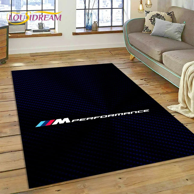 Racing Car Logo B-BMW 3D Printing Rug Carpet for Living Room Bedroom Home Decor, Non-slip Floor Mat Decoration for Sofa Doormat